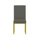 Cadeiras Estofadas Base De Ferro Dourado Para Mesa De Jantar Cinza