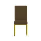 Cadeira Estofada Base De Ferro Dourado Para Mesa De Jantar Marrom