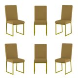 Kit 6 Cadeiras Estofadas Base De Ferro Para Mesa De Jantar Capuccino