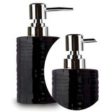 Porta Saboneteira Liquida Modelagem De Cerâmica Preto Lavabo