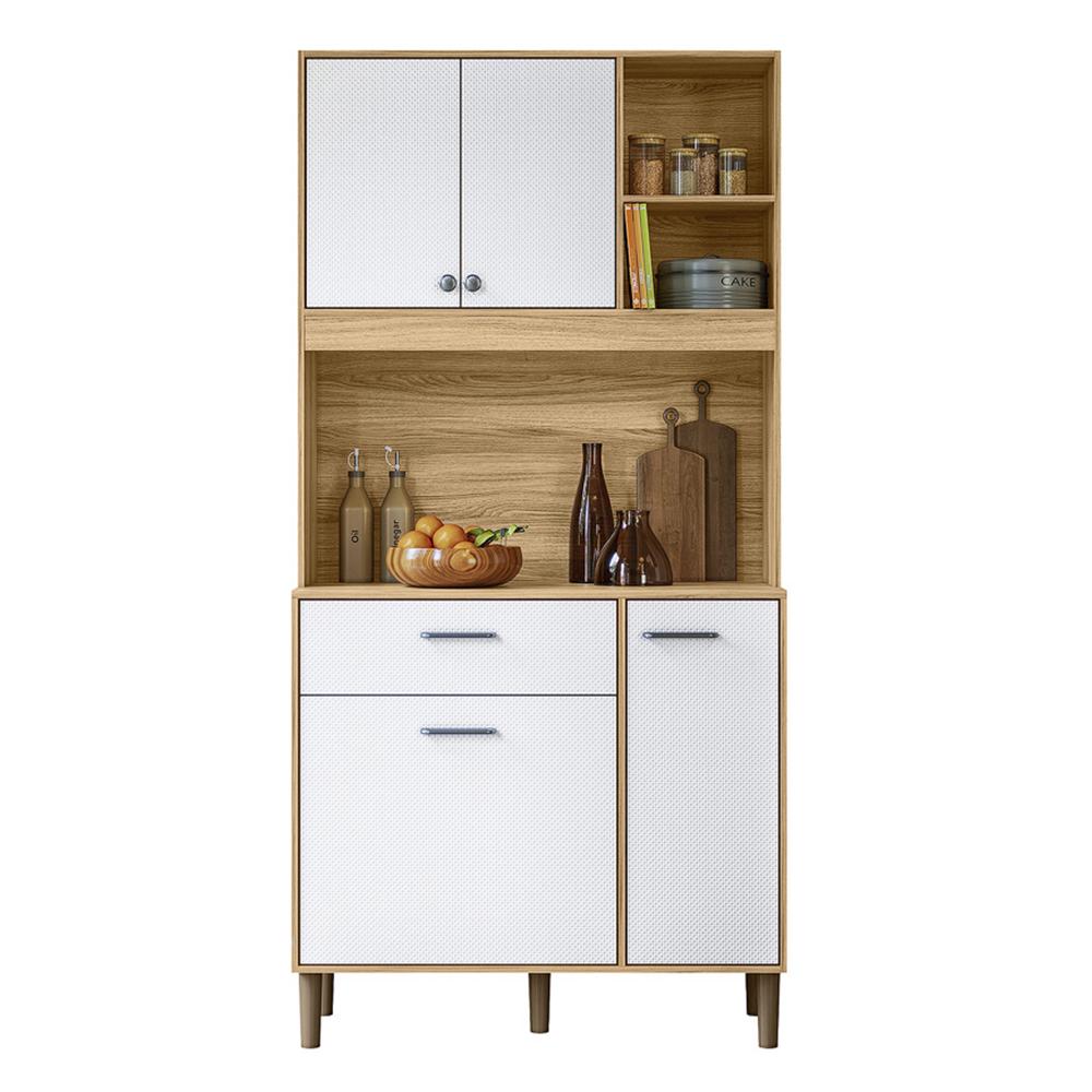 Armario De Cozinha Erva Doce 90 Cm 6 Portas E 1 Gaveta Freijo/branco Esfera