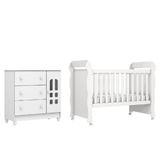 Dormitório Infantil Berço Americano Mini Cama 2 Em 1 Com Rodízios Mimo E Cômoda Helena