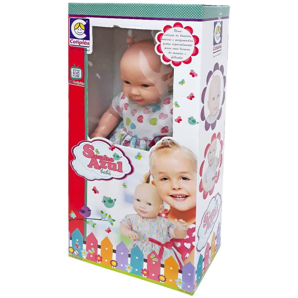 Boneca Sonho Azul Bebe Careca 56cm Cotiplas