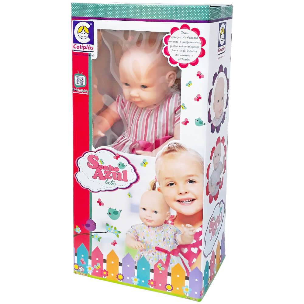 Boneca Sonho Azul Bebe Careca 56cm Cotiplas