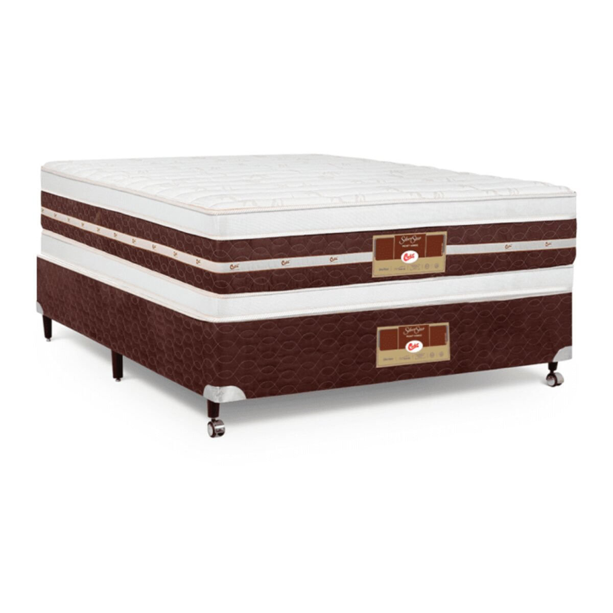 Cama Box Casal Castor Silver Star Air Double Pocket Hibrido 138x188x61 + Box Castor