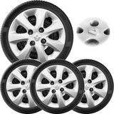 Jogo 4x Calota Clio 2000 A 2016 Aro 13 Prata Com Logo Ar6004