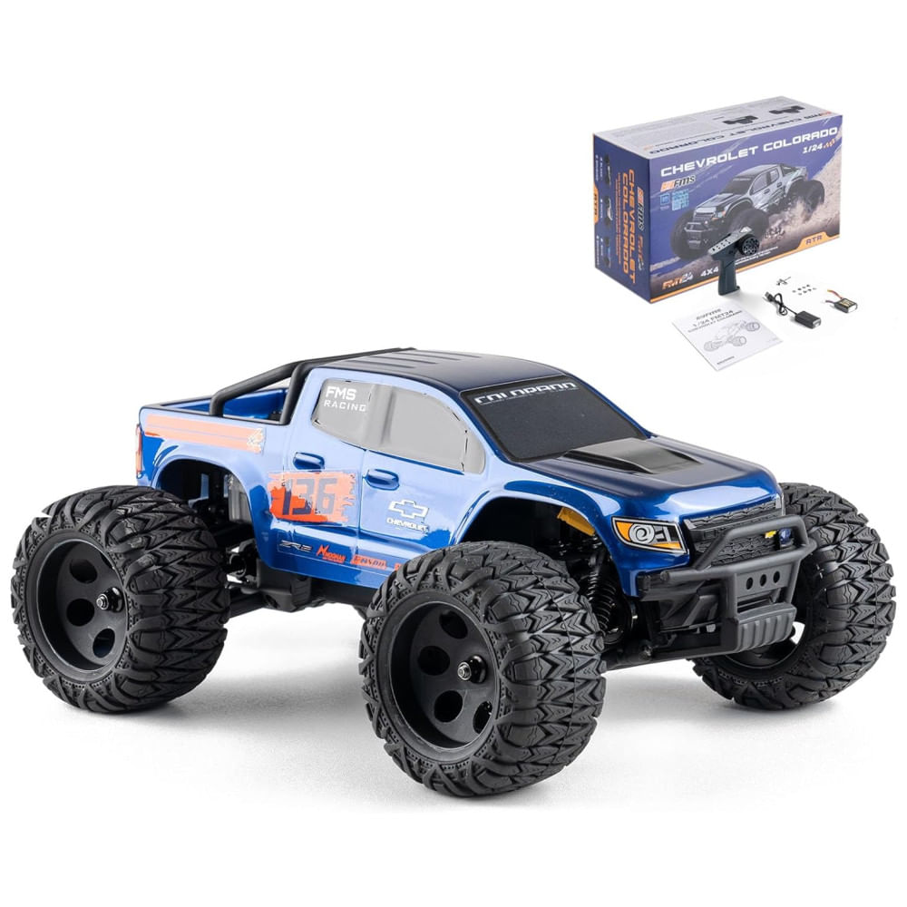 Carrinho De Controle Remoto Off Road Com Bateria De 900mah, Beezrc 4x4 Fmt24 Rtr, Azul