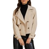 Jaqueta Luvamia Cropped Trench Coat Feminina Bege Tamanho S 4-6