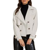 Casaco Curto Feminino Trench Coat Luvamia Cinza Tamanho S 4-6