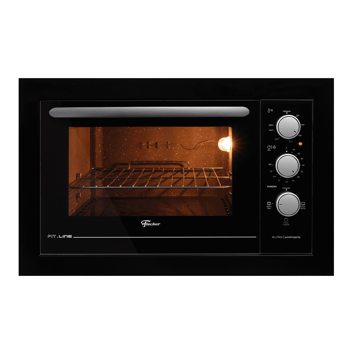 Forno Elétrico De Embutir Fischer Fit Line 48 Litros Preto 220v