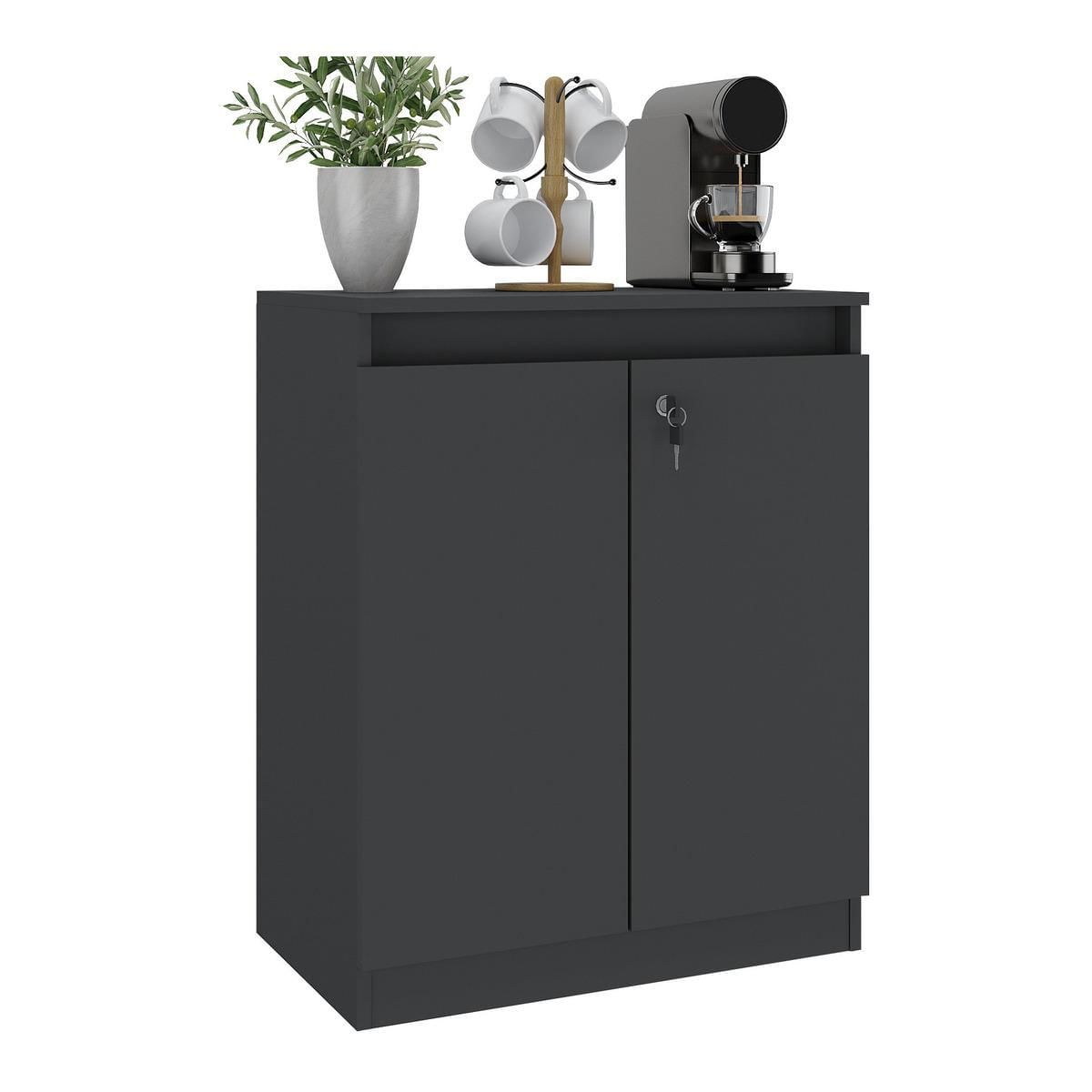 Aparador Buffet 60cm 2 Portas Com Chave Multimóveis Cr50099 Preto