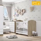 Quarto De Bebê Berço Mini Cama E Cômoda 5 Gavetas Bala De Menta Henn