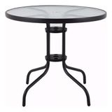 Mesa Redonda Aço Vidro 80x70cm Jardim Varanda - Home Deluxe