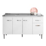 Balcão Para Pia Gabriela 150 Cm 4 Portas Branco Flex Ajl