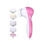 Escova Massageador Esponja Elétrica Facial Limpeza 5 Funções Cor Rosa E Branco