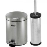 Lixeira Redonda 5 Litros Inox Cinza Escova Sanitária Vonder