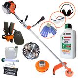 Máquina De Cortar Grama À Gasolina Lateral Terra Gr520xp 2t 52cc 2,5hp Roçadeira Com Lâmina Circular 40 Dentes E Kit Epi Completo + Óleo Stihl 2t
