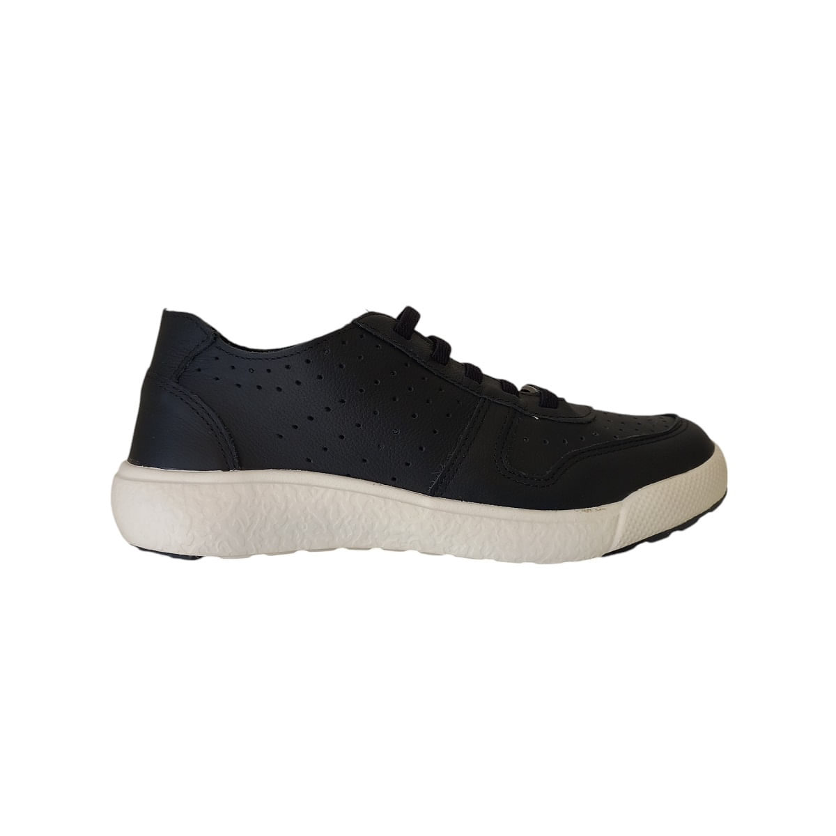 Tênis Casual Feminino Preto Em Couro Marina Mello Conforto