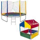 Kit Cama Elástica Pula Pula 3,05m 3m Grande + Piscina De Bolinhas 1,00m Infantil Playground