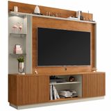 Home Painel Bechara Atlanta Com Led Para Tv De Ate 65 Polegadas Pés De Rodízios Naturale Off White