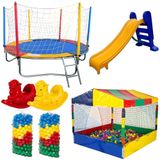 Kit Pula Pula 2,44m + Piscina De Bolinhas 1,50m + 1000 Bolinhas + Escorregador Médio + 2 Gangorras
