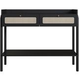 Aparador Para Sala De Estar 2 Gavetas Pés Madeira Moss A03 Nero Preto