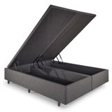 Base Box Baú Casal Bipartido 138x188x42cm Linho Cinza