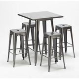Mesa Alta Bistrô De Bar + 4 Banquetas Altas Iron Tolix