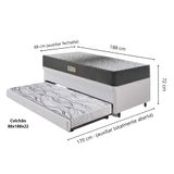 Bicama Box Baú Solteiro 88x188 Courino Linho Branco Com Colchão Dual Firm Ecoflex
