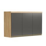 Armário Aéreo De Cozinha 120cm Com 3 Portas 100% Mdf Madri Espresso Móveis Amêndoa/cinza