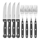 Faqueiro Jogo Talheres Churrasco Jumbo Inox 8 Peças Preto