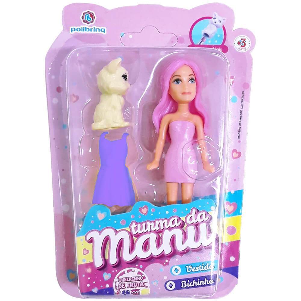 Boneca Turma Da Manu Com Vestido E Pet Polibrinq