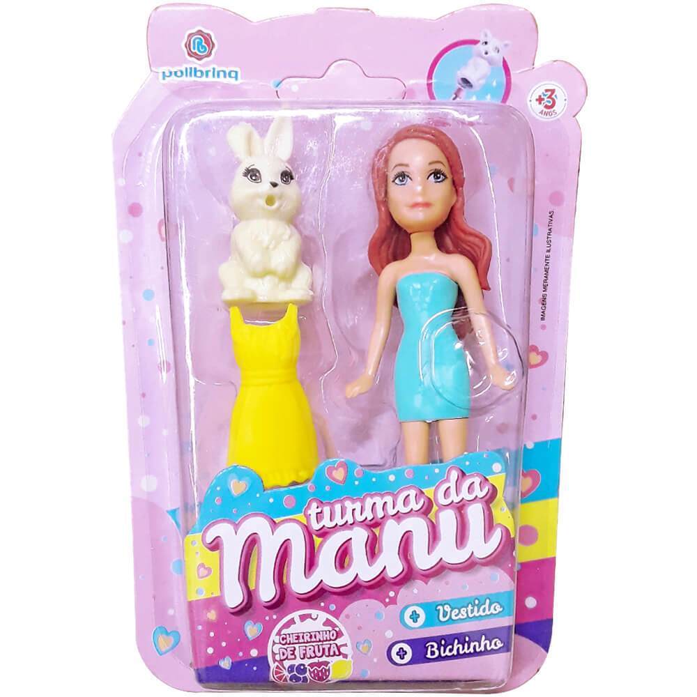 Boneca Turma Da Manu Com Vestido E Pet Polibrinq