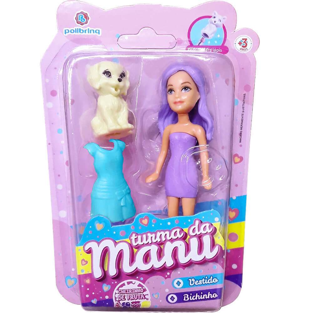 Boneca Turma Da Manu Com Vestido E Pet Polibrinq