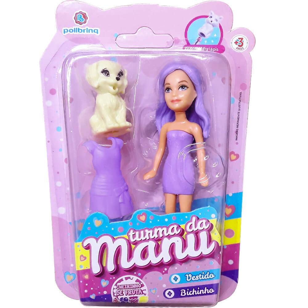 Boneca Turma Da Manu Com Vestido E Pet Polibrinq