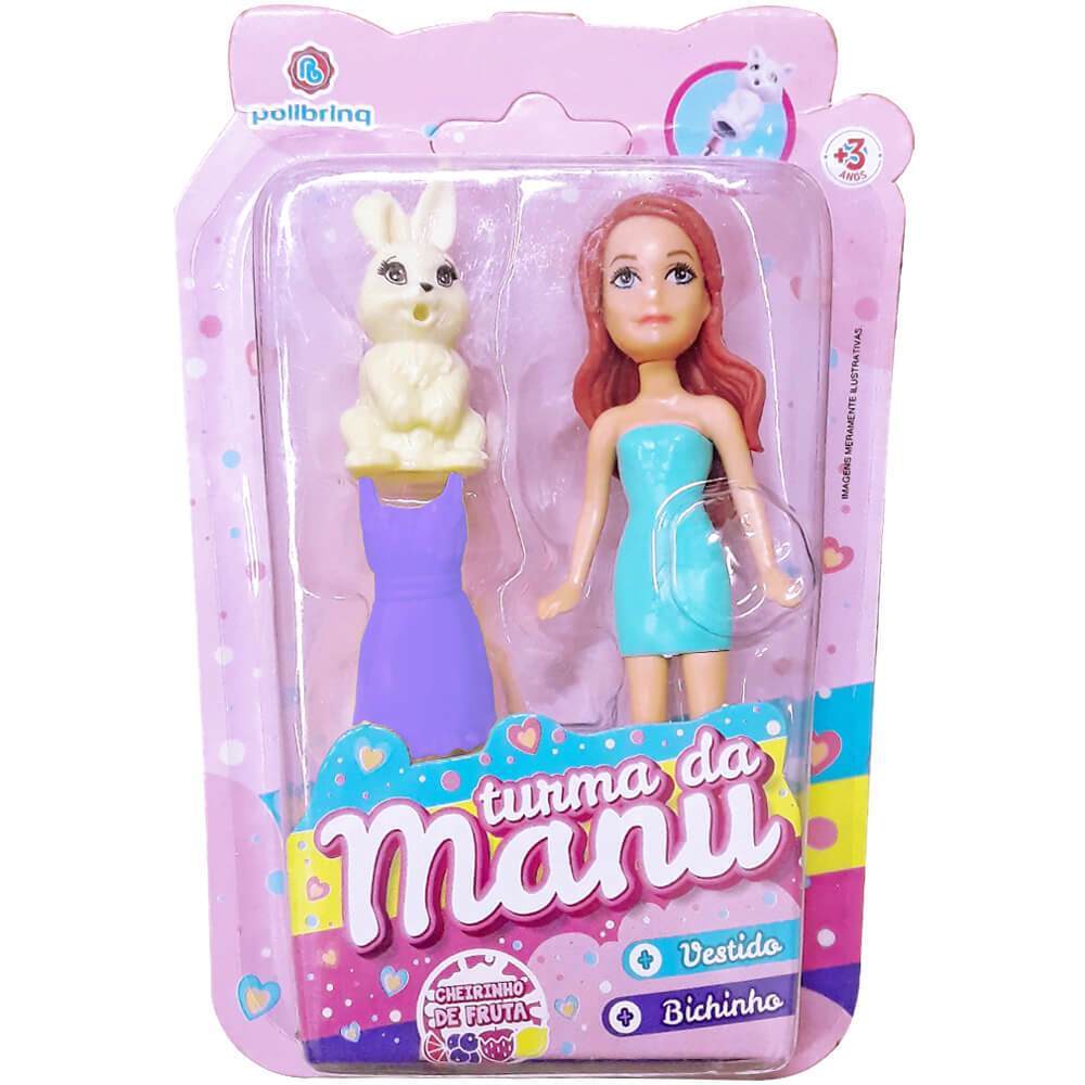 Boneca Turma Da Manu Com Vestido E Pet Polibrinq