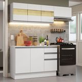 Armário De Cozinha Compacta 100% Mdf 180cm Branco Smart Madesa 03 Branco