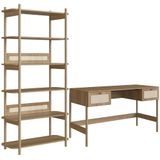 Estante Livreiro Home Office E Mesa Escrivaninha Pés Madeira Moss A03 Hanover Roble