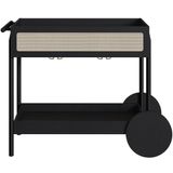 Carrinho Bar Com Porta Taças Pés Madeira Moss A03 Nero Preto