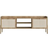 Rack Para Sala De Estar Tv 65 Pol 183cm Pés Madeira Moss A03 Hanover Roble
