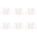 Conjunto De Xícara De Cafezinho Com Pires 06 Peças De Cristal Martelado Com Fio De Ouro Petra Lyor