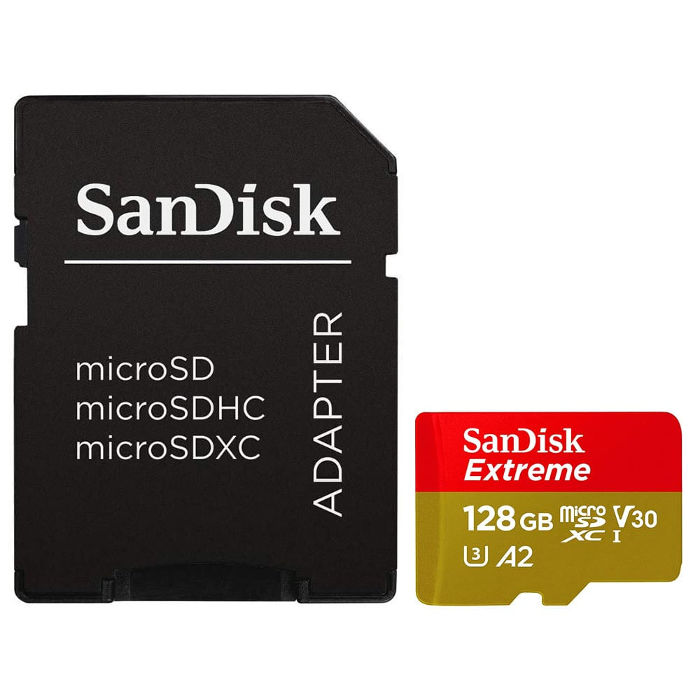 Cartao De Memoria Micro Sd Sandisk Extreme 128gb Sdsqxaa-128g-gn6aa 190mb/s