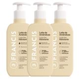 Kit Loção Hidratante Francis Leite De Amêndoas 200ml - 3 Unidades