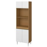 Paneleiro Para Cozinha 4 Portas Com 2 Nichos Para Microondas Nevasca Atacama-branco