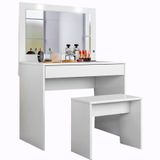 Penteadeira Camarim 1 Gaveta Com Banqueta Charmosa Branco
