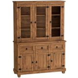 Cristaleira De Madeira 6 Portas Com Vidro E Pés Rustic Line Cera