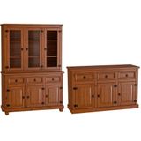 Cristaleira 6 Pts Balcão Buffet 3 Pts 100% Madeira Imperial Imbuia Fosco