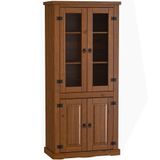 Estante Cristaleira 4 Portas Com Vidro 100% Madeira Imperial Imbuia Fosco