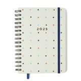 Agenda Planner 2025 Bossa Nova Semanal Anotações Wire-o A5 Pontos Off White Cicero