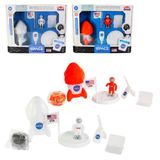 Kit Nasa Com Astronauta, Foguete E Solo Lunar De Massinha